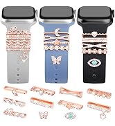JR.DM 11-Pcs Super Bling Watch Charms with 9-Pcs Decorative Rings Loops 2-Pcs Decoration, Compati...
