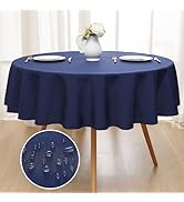 smiry Round Table Cloth, Waterproof Anti Scratch Polyester Tablecloth, Decorative Washable Fabric...