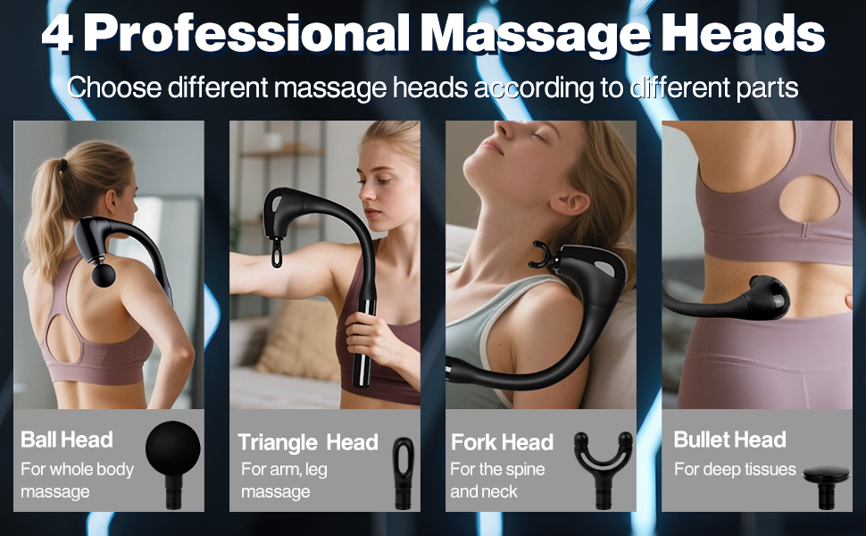 4 professional massage heads to meet different massage needs of the body