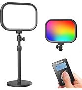 RALENO 20W RGB Key Light, 1570Lux/0.5m Streaming Light with 2.4G Magnetic Remote and Stand, 2500-...