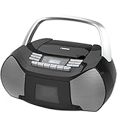 NAXA Electronics NPB-268 Portable CD/Cassette Boombox (Silver/Black) 5"x8.9"