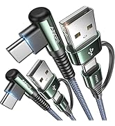 AINOPE Right Angle USB C Cable [2-????????, 6.6FT] with USB Adapter, 60W iPad Charging Cord 90 De...