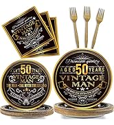 96 Pcs Vintage 50th Party Tableware Set Back in 1973 50th Theme Birthday Party Table Decoration S...