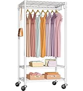 FUTASSI P6 Medium Rolling Clothes Rack Heavy Duty, Clothing Racks for Hanging Clothes, Freestandi...