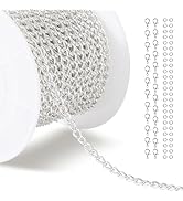 COSICS Necklace Chains for Jewelry Making, 0.6 * 4 * 3mm/10m Curb Chains roll with Lobster Clasps...
