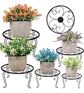 HAINARverS 5-Pack Metal Plant Stands for Indoor Outdoor,Heavy Duty Rustproof Iron Corner Flower P...