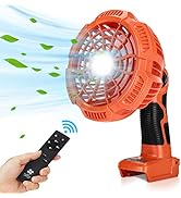 YEX-BUR Fan for Black and Decker 20v Battery, Cordless Fan with Remote, 3 Speeds, 3 Mode Adjustab...