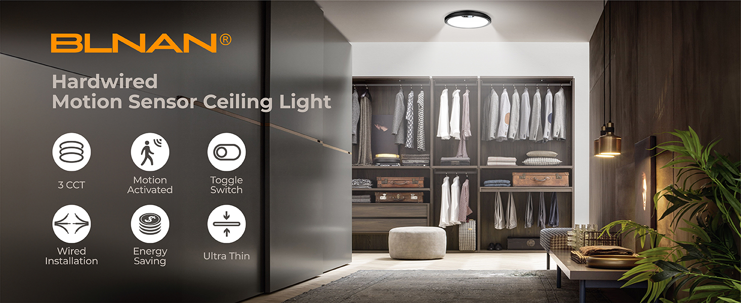 motion sensor activated ceiling light led flush mount fixture detector detection sensing