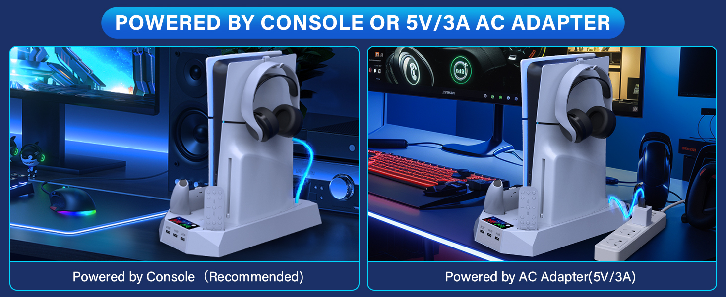 ps5 slim cooling stand with controller charging station and cooling fan