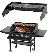 Universal Wind Guard and Griddle Warming Rack Set Fit for Griddle From 28" to 36" without a Hood,...
