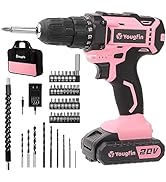 Yougfin Cordless Drill Set Pink For Ladies, 20V Power Drill Driver With Battery &amp; Charger, 3/8" K...