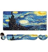 Extended Gaming Mouse Pad, Memory Foam Ergonomic Keyboard Mouse Wrist Rest Support Set, Large Des...