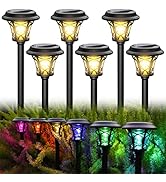 ILANCK 6 Pack Outdoor Solar Lights Powered 20 lumens Super Bright,Color Changing+Warm White LED S...
