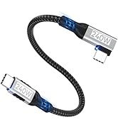 USB C to USB C Cable 1.64FT,[240W 48V/5A] Right Angle Nylon Braided PD3.1 90 Degree Fast Charging...