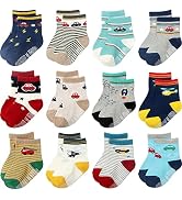 Aroveea Non Slip Grip Ankle Baby Socks 12 Pack for Toddler Boys and Girls Kids,Infant Cute Cotton...