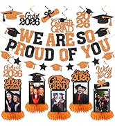 Graduation Decorations 2026 - Orange Congrats Grad Party Supplies Include Glitter We are So Proud...