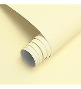HeloHo Solid Light Yellow Wallpaper Matte Textured Peel and Stick Wallpaper Self Adhesive Removab...