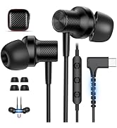 YUUOUUY USB C Headphones for iPhone 18 Pro Max 17 16 15/iPad Air 8 7 Black | Right Angle Type-C i...
