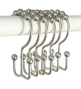 Baires Bath Shower Curtain Hooks, Stainless Steel Double Glide Rings, Polished Nickel, 12 Pack, R...