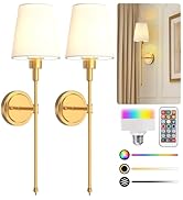 L LOHAS LED Battery Operated Wall Sconces Set of 2, Rechargeable Wall Lights Remote and Dimmable,...