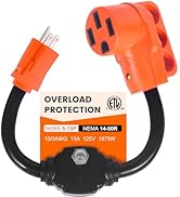 Gociean Overload Protector 50 Amp to 110 Volt RV Adapter with Circuit Breaker, 50 Amp to 15 Amp /...