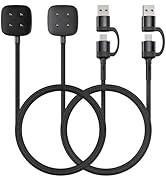 ZONLELE 2 Pack 2 in 1 for Fitbit Versa 4/Sense 2/Versa 3/Sense Charger, USB-C/A 3.3FT Replacement...