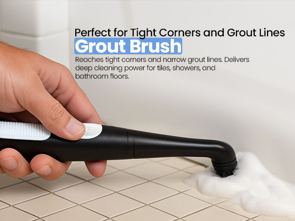 Narrow grout brush for corners and edges