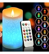 NICEME 6" LED Multi Colored Flameless Candle with Remote Control Timer Realistic Wax Color Changi...