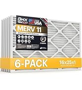 BNX TruFilter 16x25x1 Air Filter MERV 11 (6-Pack) - MADE IN USA - Allergen Defense Electrostatic ...