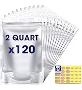 120pcs 7.8"x11.8" 2 Quart Mylar Bags for Food Storage Container Sets, Smell Proof Bag Heat Seal F...