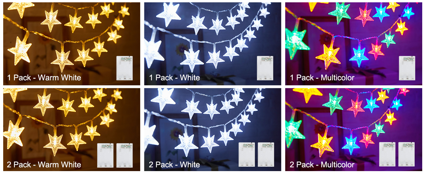 Battery Star String Lights Warm White
