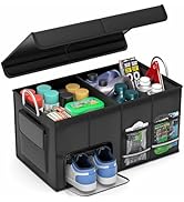 CLESOO Car Trunk Organizer with Lid - Collapsible Multi Compartment Car Organizer - Multiple Pock...