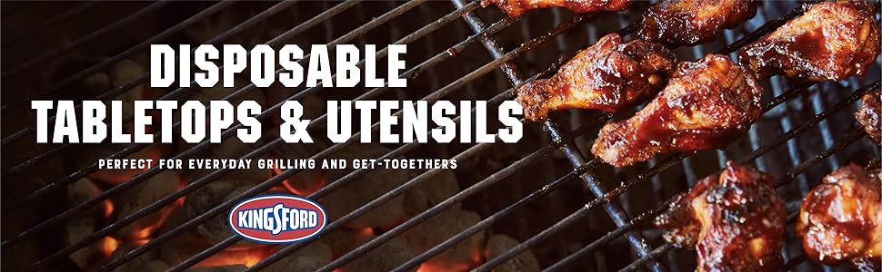 Kingsford, Aluminum, Foil, Disposable, Pan, BBQ, Charcoal, Clean Up, Paper Plates, Forks