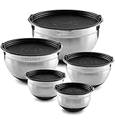 Bellemain Stainless Steel Non-Slip Mixing Bowls with Lids (5 Piece, Silver/Black)