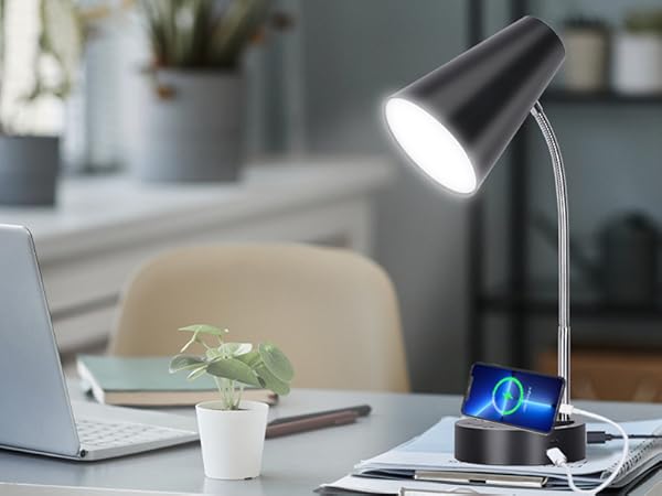 desk lamp with USB port and Type C port