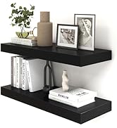FLYJOE 30 Inch Floating Shelves | 12 Inch Deep Black Floating Shelves Set of 2 | 30" W x 12" D Ru...
