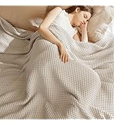 Bedsure 100% Cotton Blanket Queen Size for Summer, Ultra Soft Waffle Weave Queen Blanket for Bed,...
