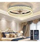 Ceiling Fan with Light,20" Flush Mount Ceiling Fan,6 Speeds,3000-6500K Dimmable LED, App&amp;Remote C...