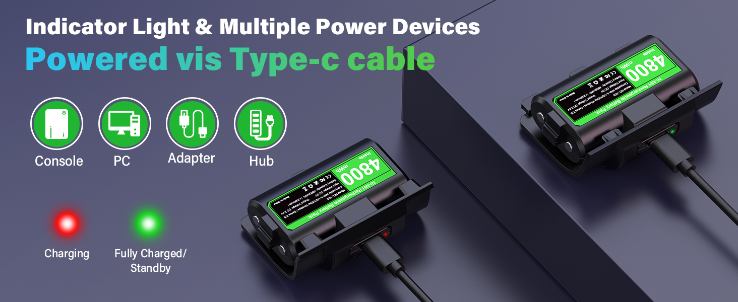 Rechargeable battery pack for xbox controllers
