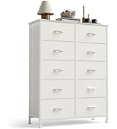 Sweetcrispy 10 Drawer Fabric Dresser Storage Tower with Bins, Tall Chest Organizer for Bedroom Cl...