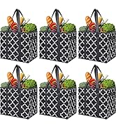 WISELIFE Reusable Grocery Bags 6-Pack Foldable Washable Large Storage Bins Basket Water Resistant...