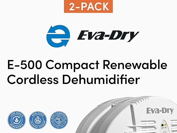 Eva-Dry E-500 Compact Renewable Cordless Dehumidifier 2-pack