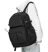 Black Laptop Backpack For Men Simple College Backpack Lightweight Travel Backpack For Traveling O...