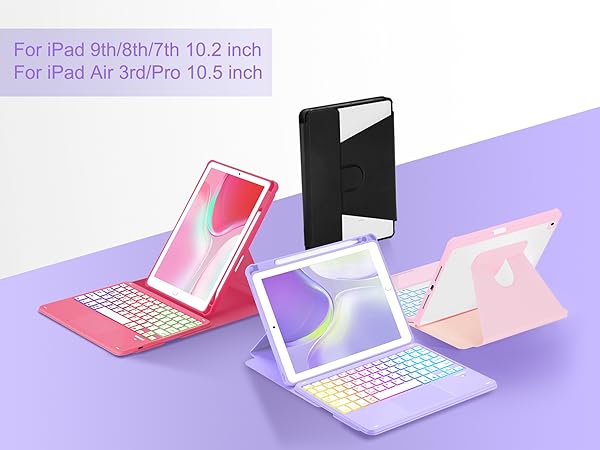 iPad 10.2/10.5 Rotating Keyboard Case - Purple-1-1