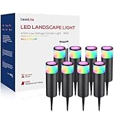 LEONLITE 8-Pack 4.5W LED Landscape Bollard Path Lighting, RGB Low Voltage Landscape Lights, 7 Col...