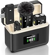 Wireless Microphone for iPhone, iPad(2 TX + 2 RX + Charging Case), Dual microphone 20 H Battery L...