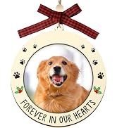 PAIVSUN Dog Memorial Photo Ornament 2025, Forever in Our Hearts Wooden Hanging 2.5" Picture Frame...