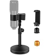 BILIONE Versatile Desktop Microphone Stand, Adjustable Table Mic Stand with Large Microphone Clip...