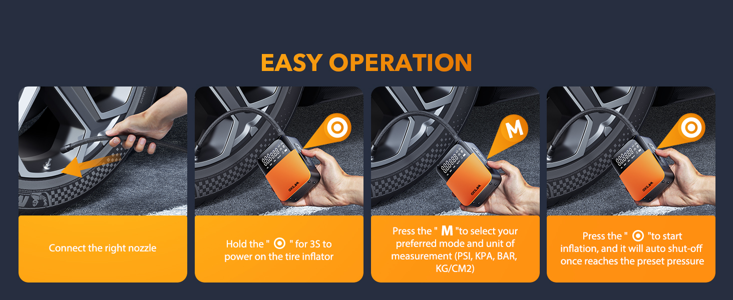OXILAM C1 Tire Inflator Portable Air Compressor