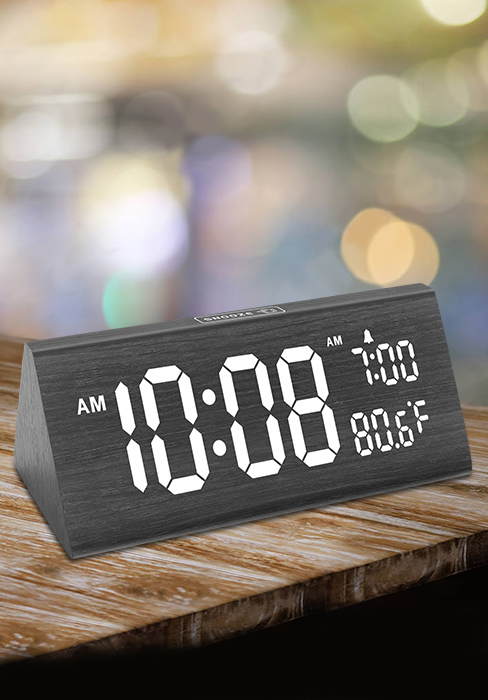 wooden alarm clock
